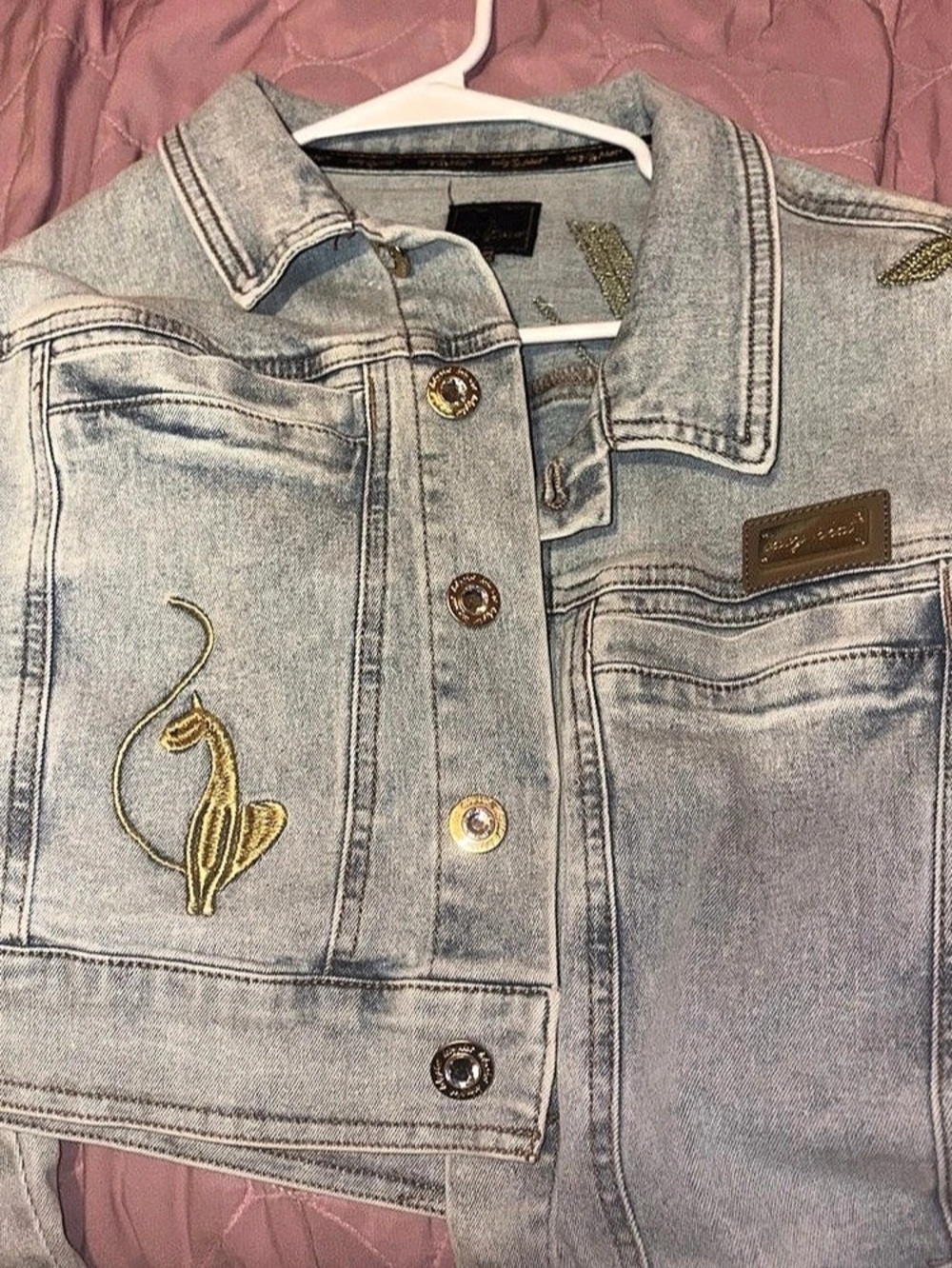 Robin Ruth Embroidered Denim Jacket in Blue Like New